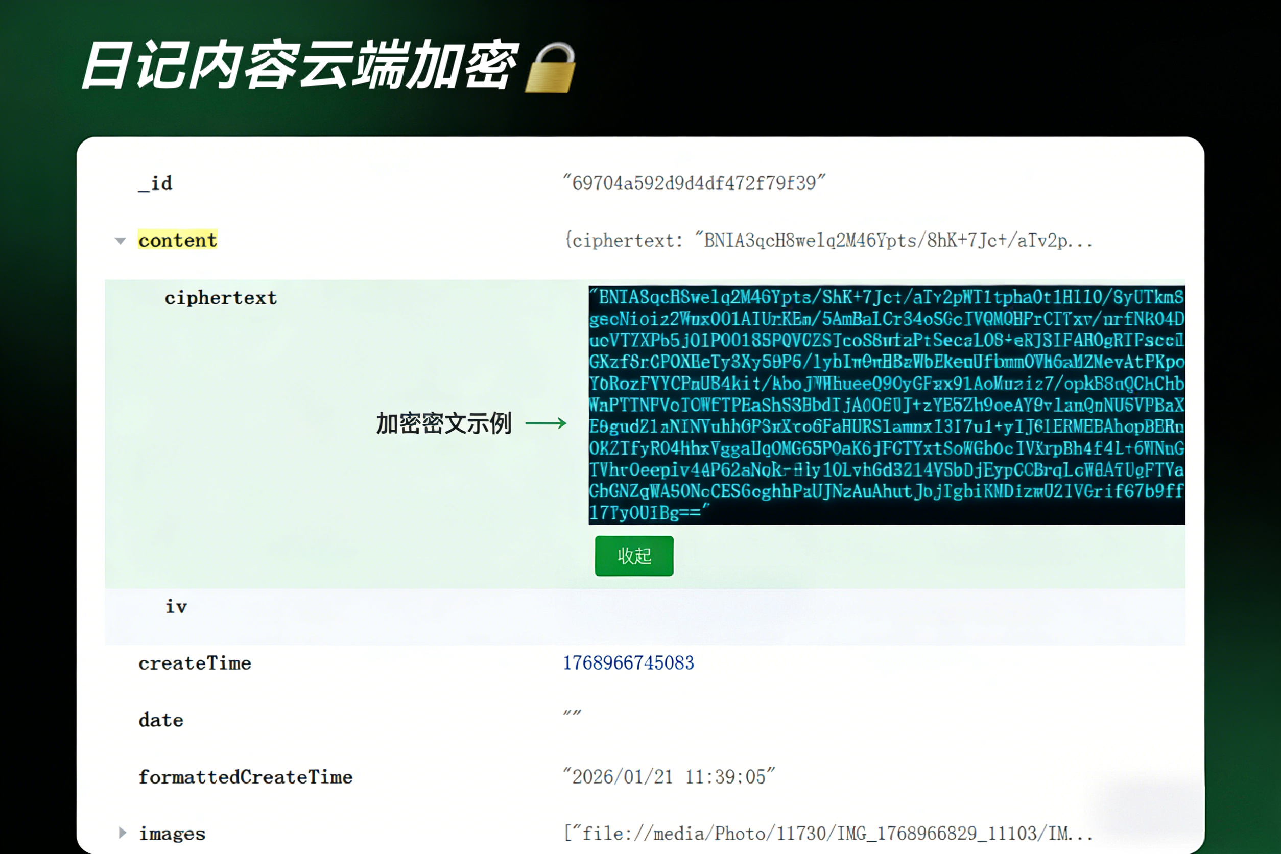 加密后的日记内容